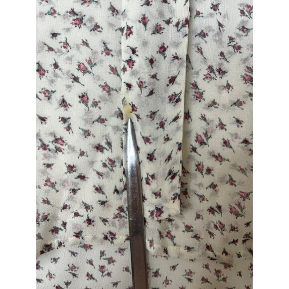 Denim & Supply Ralph Lauren Sheer Rosebud Tie Bow Blouse Prairie Cottage sz L - Picture 7 of 8